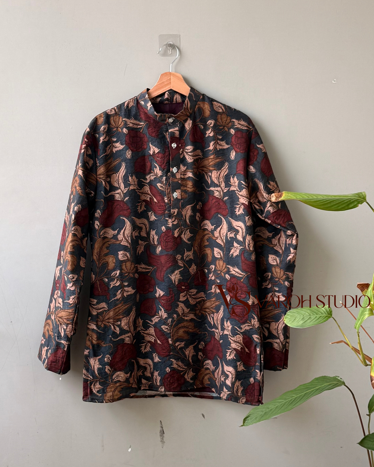 Midnight Bloom Kalamkari Half Kurta