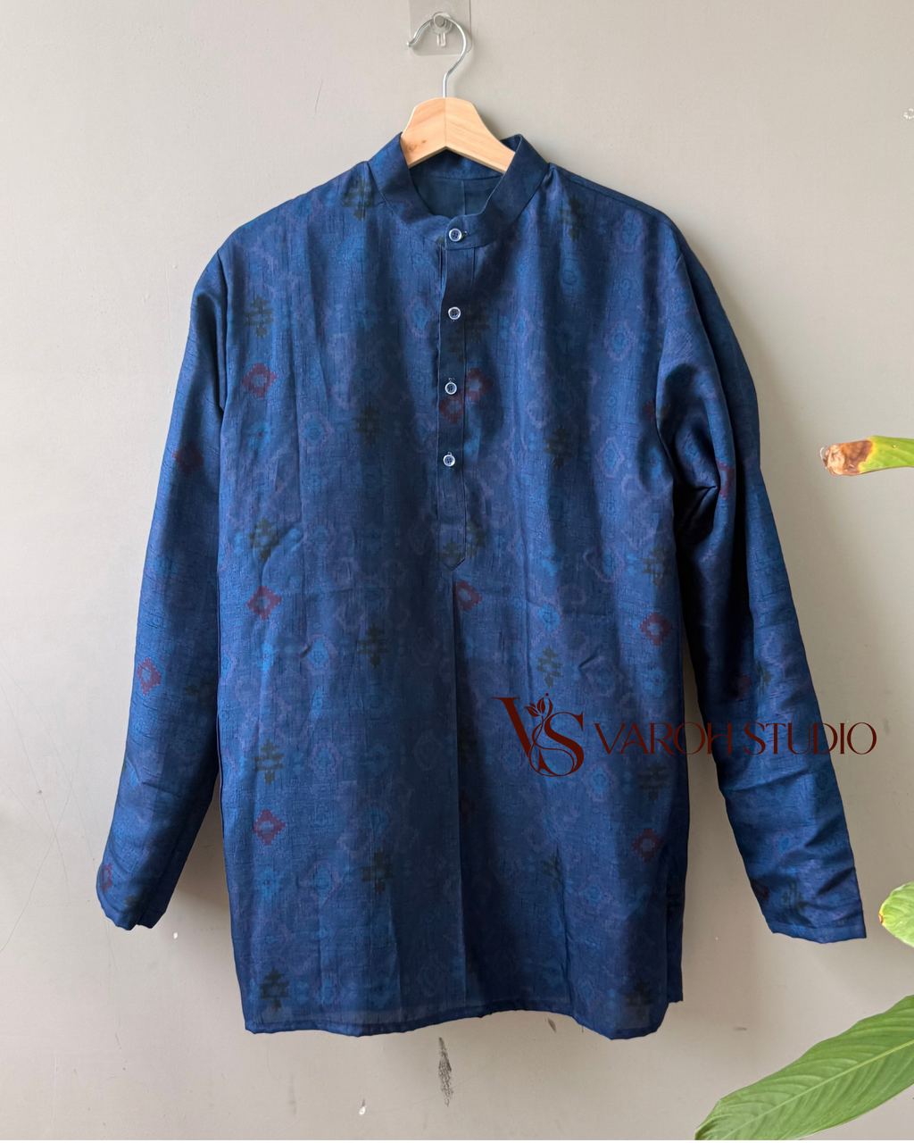Midnight Blue Ikat Half Kurta