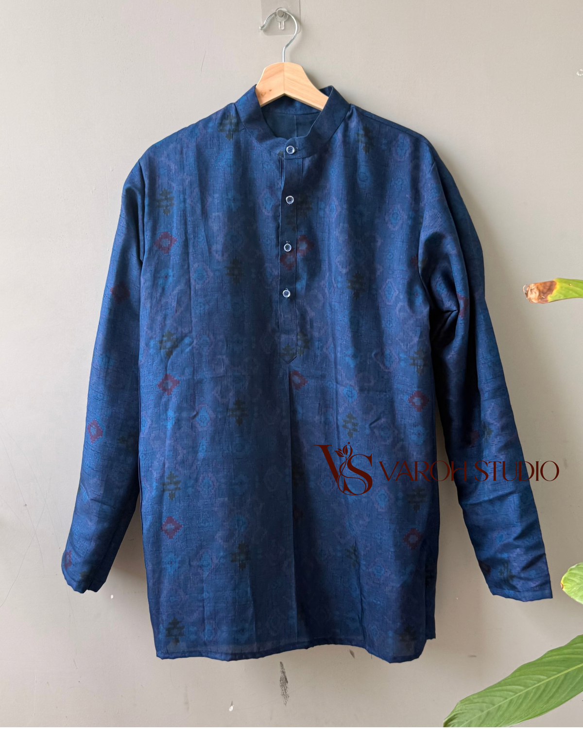 Midnight Blue Ikat Half Kurta