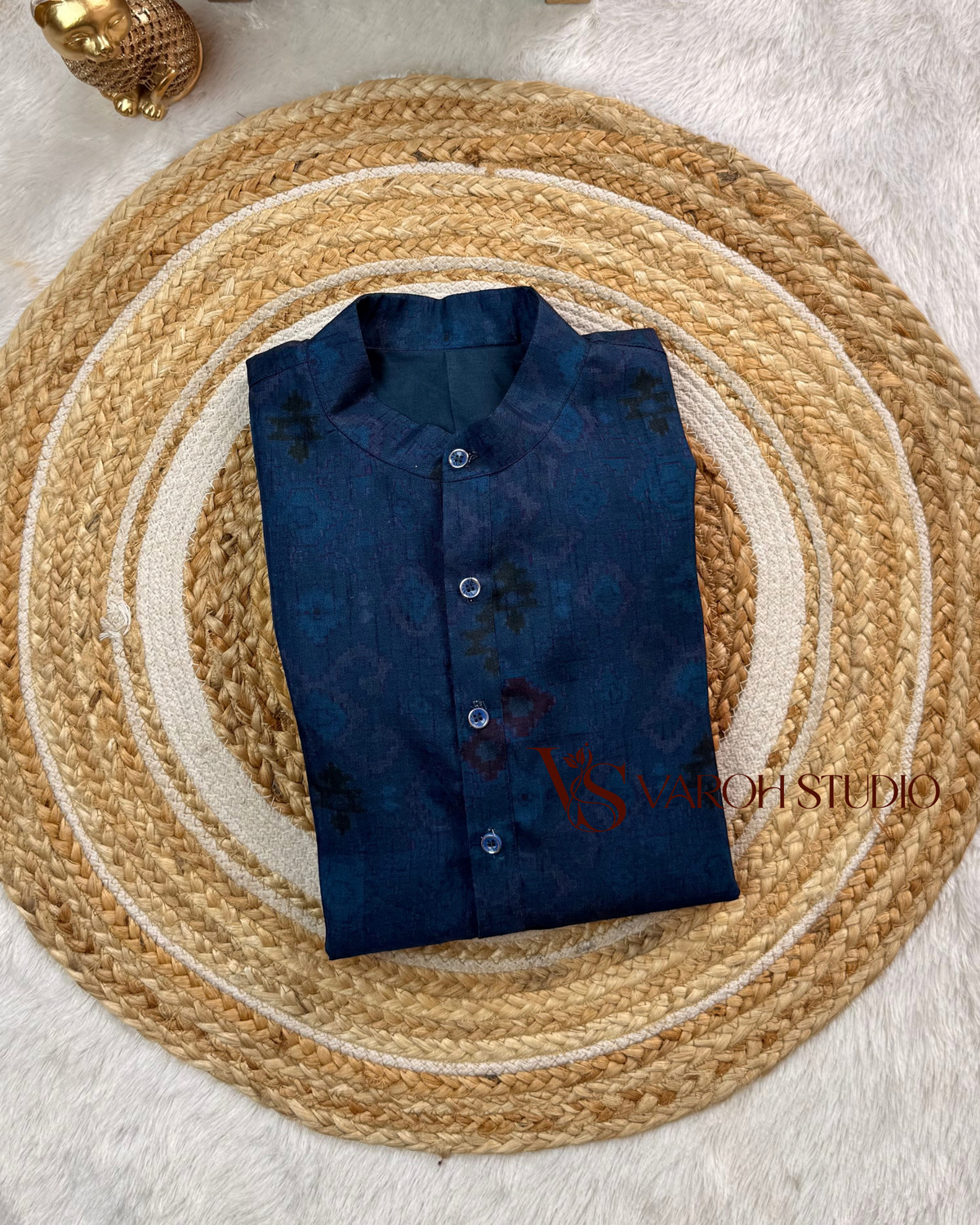 Midnight Blue Ikat Half Kurta