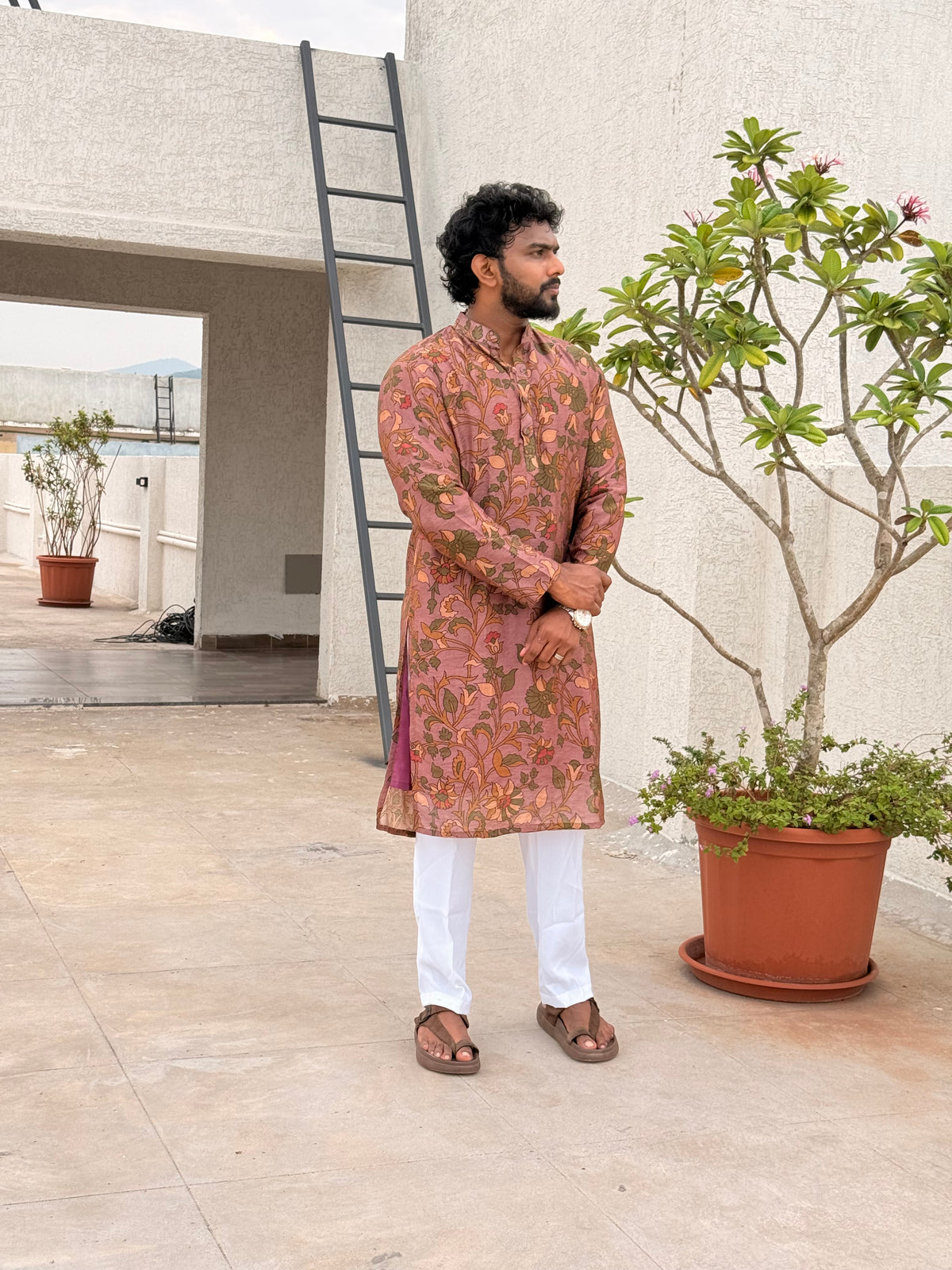 Purple Kalamkari Kurta with Soft Breathable Lining