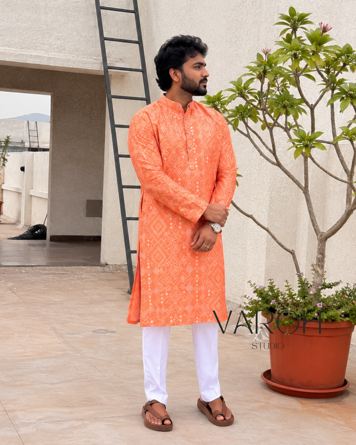 Bandini Coral Orange Kurta