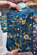 Kalamkari Floral – Indigo Blue men’s Kurta