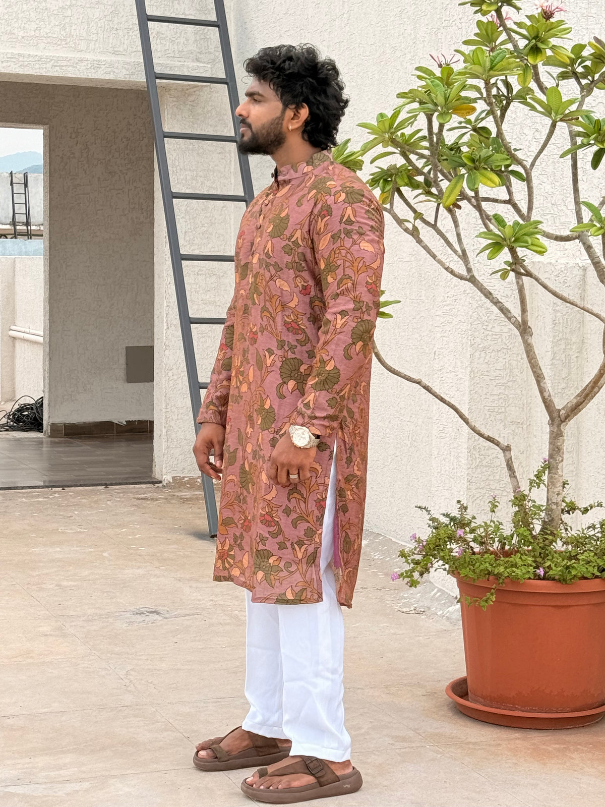 Purple Kalamkari Kurta with Soft Breathable Lining