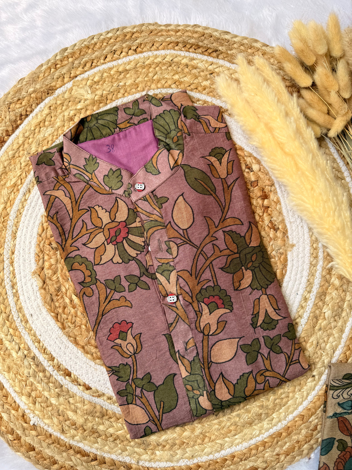 Purple Kalamkari Kurta with Soft Breathable Lining