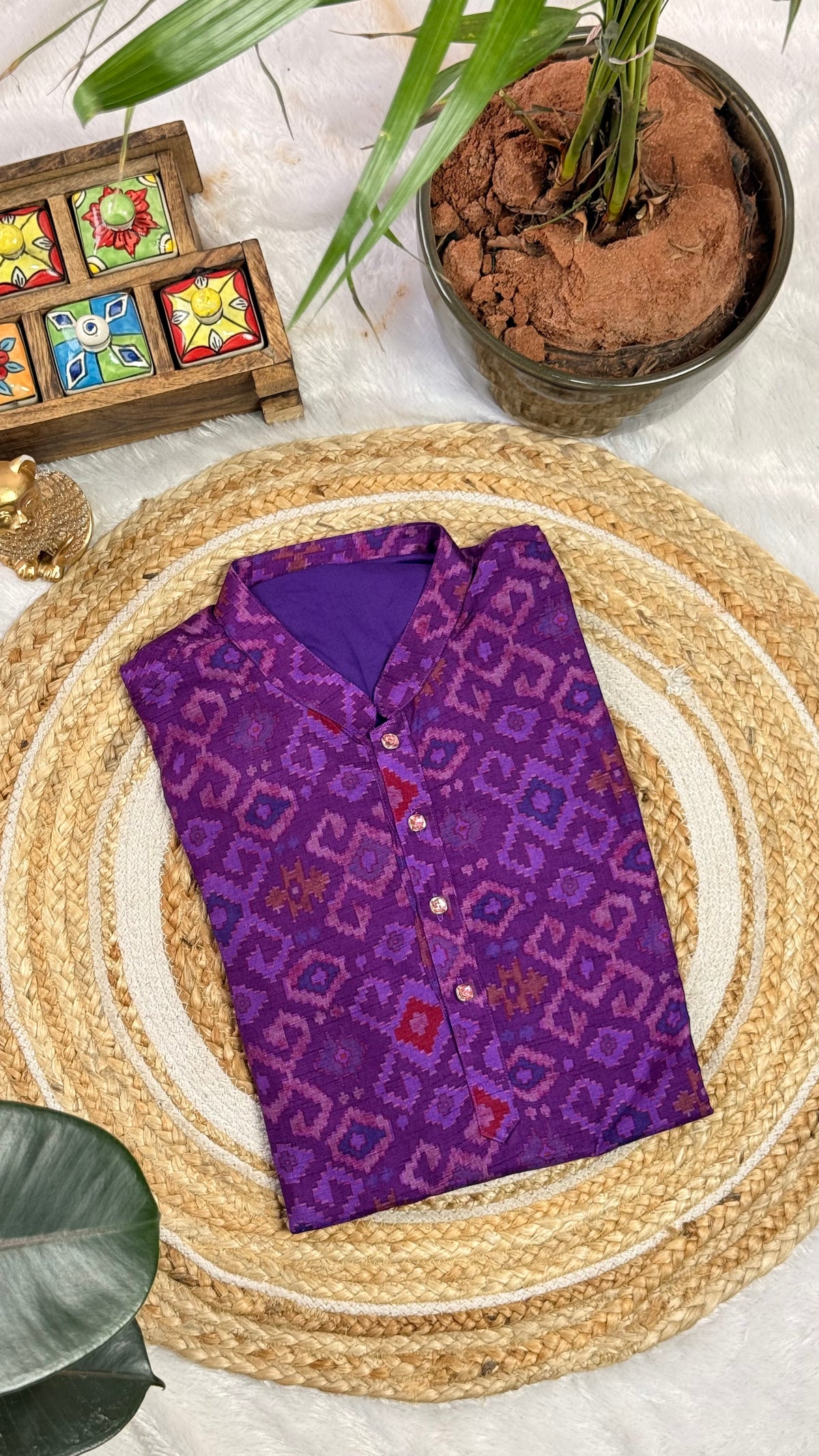 Purple Ikat Heritage Kurta