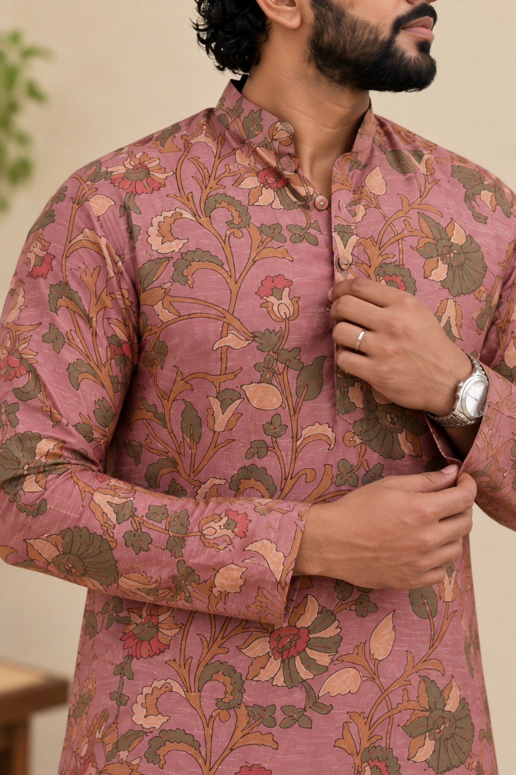 Mauve Pink Kalamkari Kurta with Soft Breathable Lining