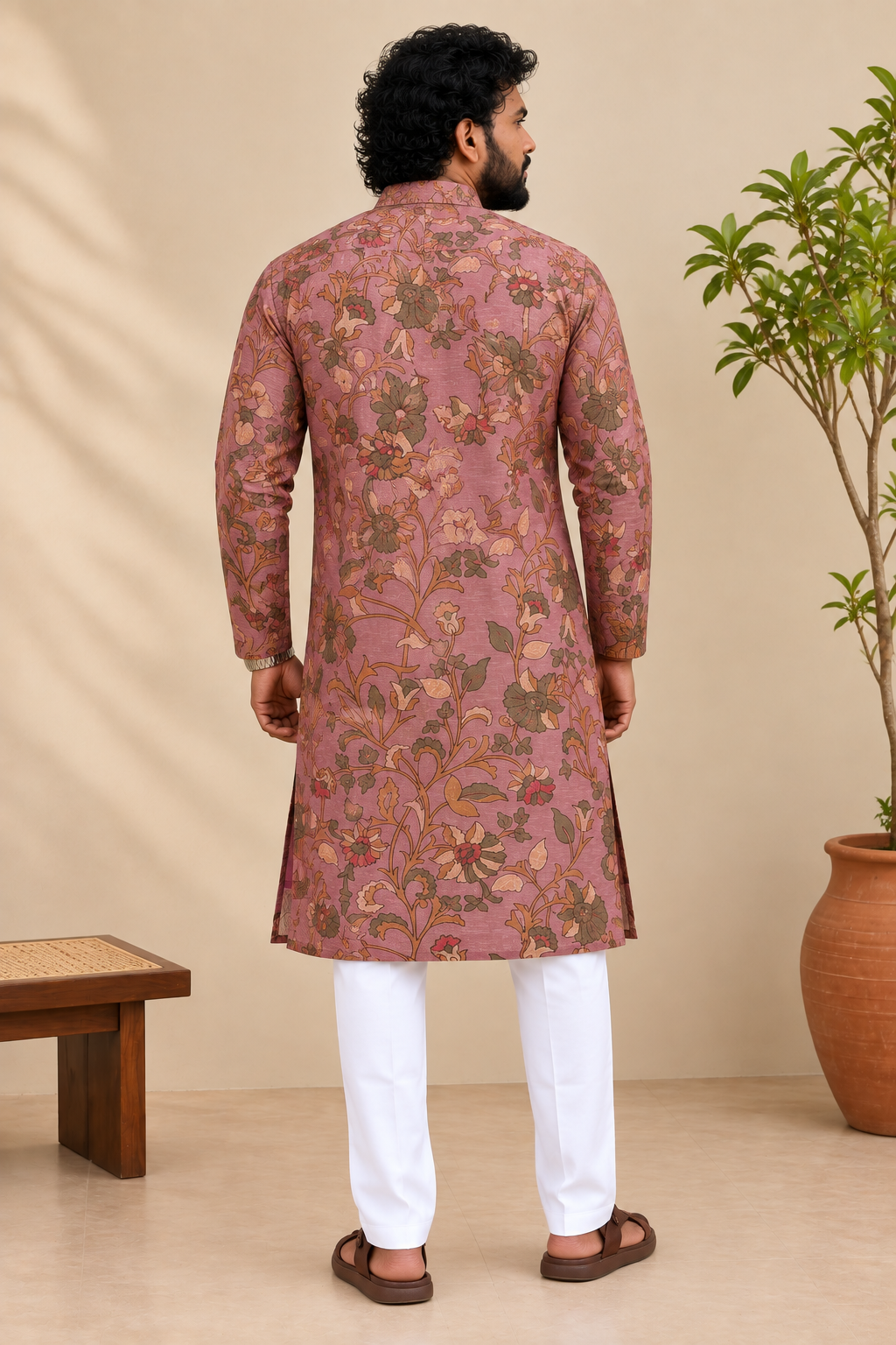 Mauve Pink Kalamkari Kurta with Soft Breathable Lining