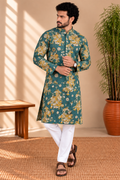 Teal Kalamkari Folk Art Kurta – Mogra Chanderi