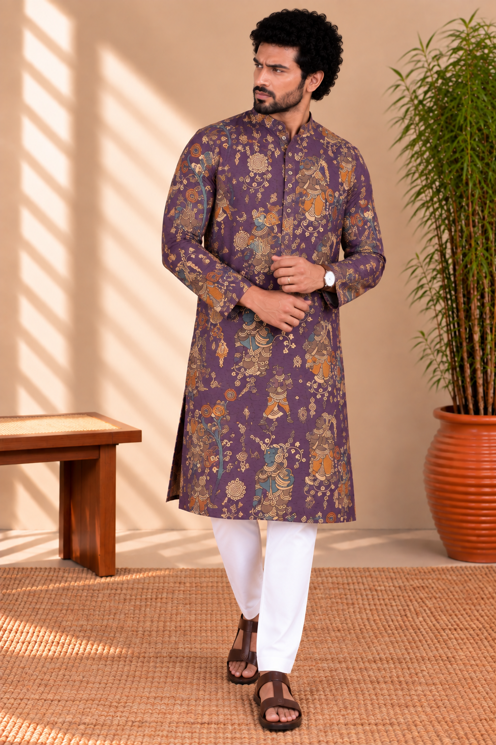 Deep Plum Kalamkari Kurta – Mogra Chanderi