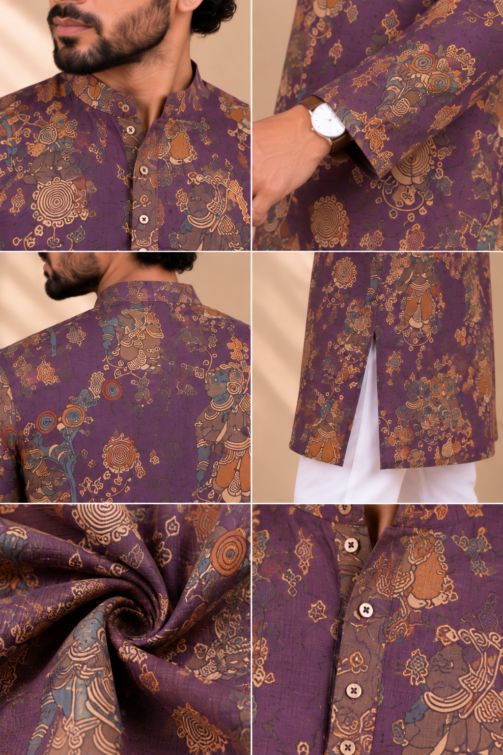 Deep Plum Kalamkari Kurta – Mogra Chanderi