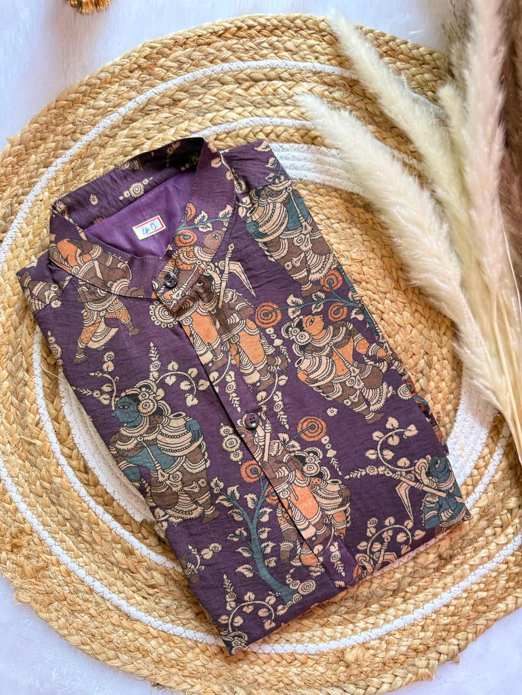Deep Plum Kalamkari Kurta – Mogra Chanderi