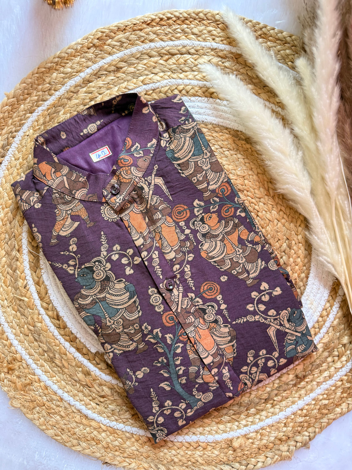 Deep Plum Kalamkari Kurta – Mogra Chanderi
