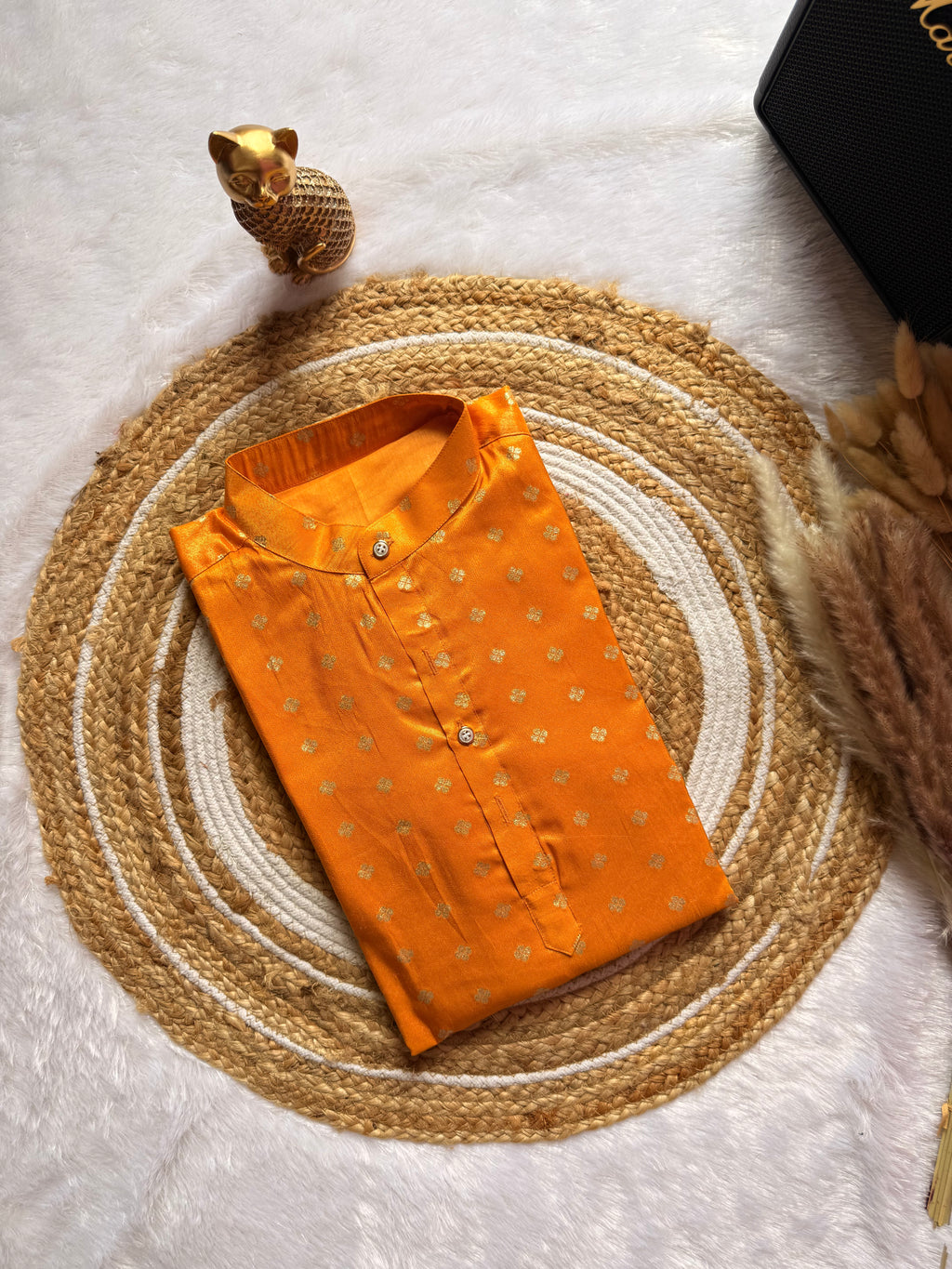 Brocade Tissue Marigold Glow  Kurta
