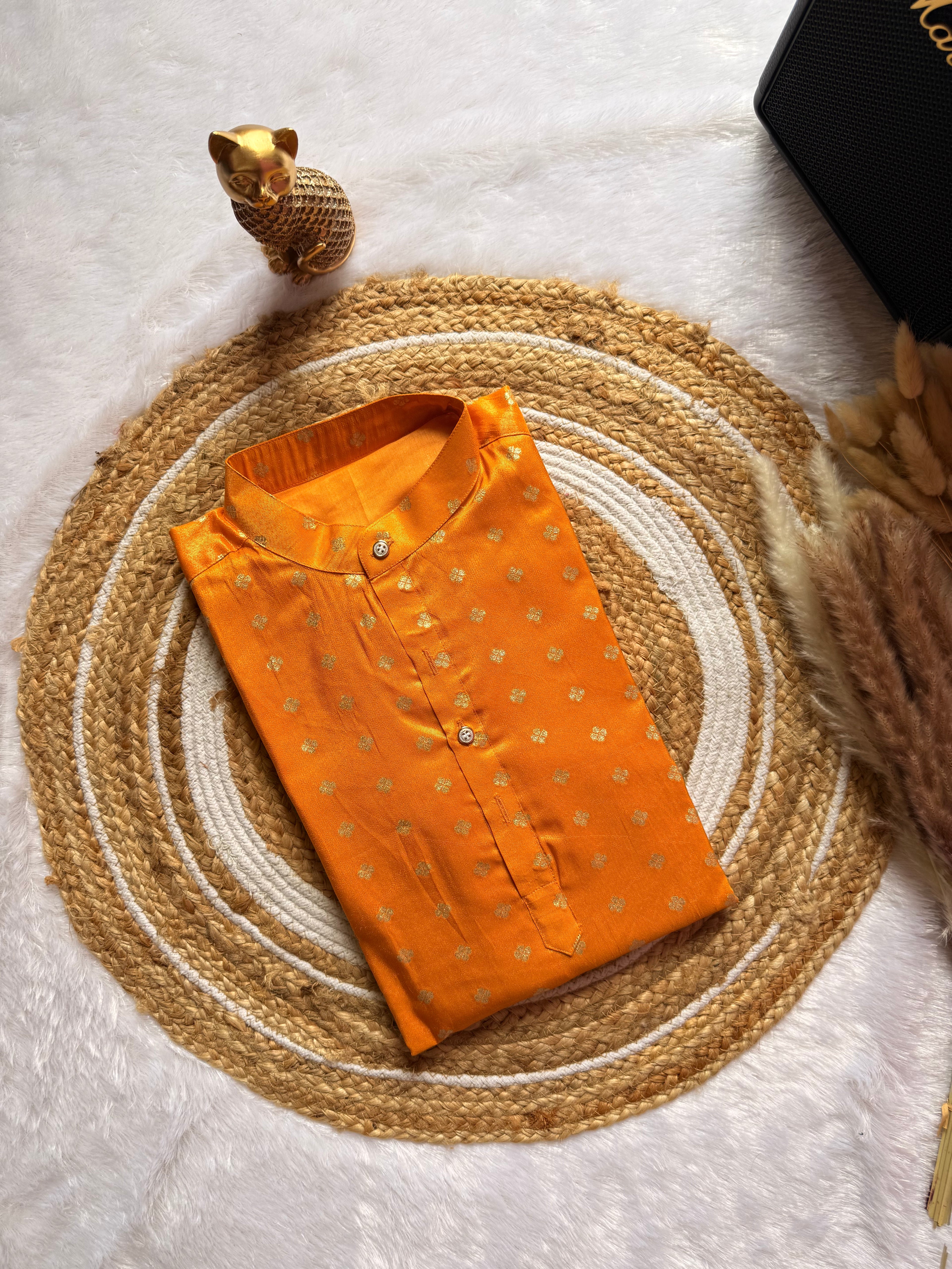 Brocade Tissue Marigold Glow  Kurta