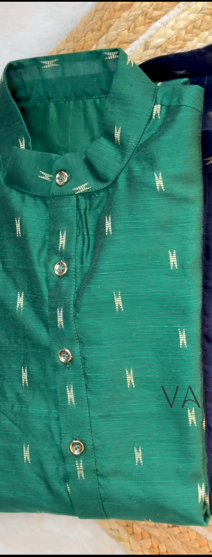 Green Raw Silk Men's Kurta