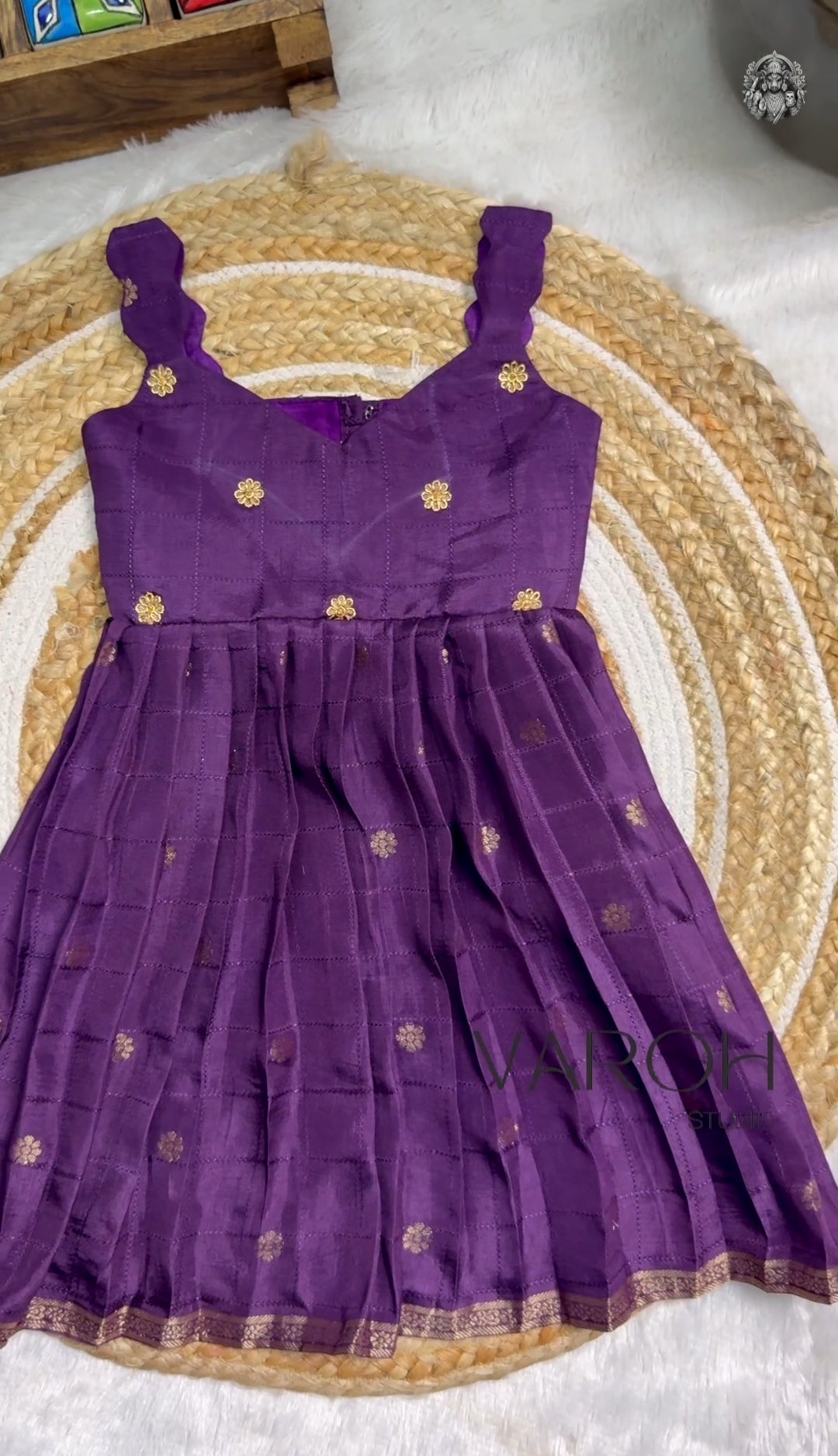Purple Pure Dola Silk Sharara Set with Zari Border